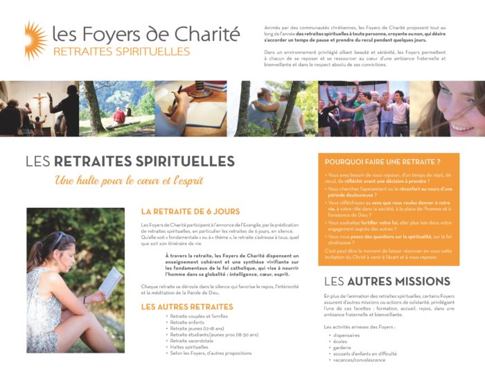 La mission principale des Foyers : les retraites spirituelles