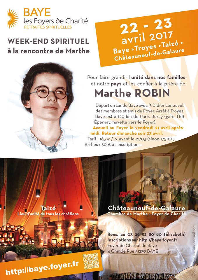 WE spirituel à la rencontre de Marthe Robin, de Baye à Châteauneuf-de-Galaure