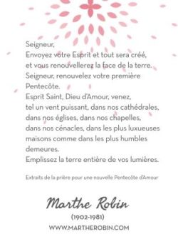 Prière de Marthe Robin pour une nouvelle Pentecôte