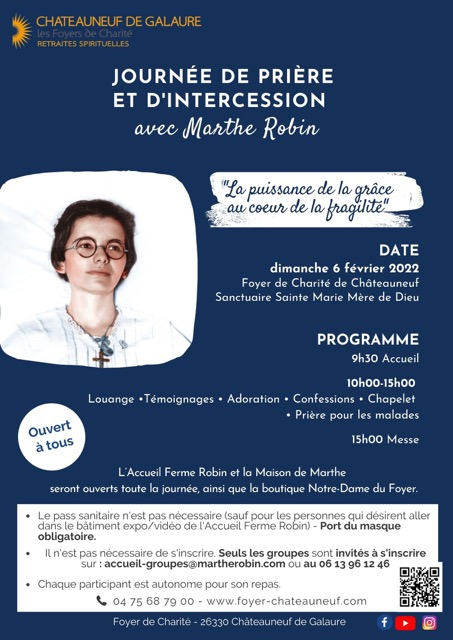 JOURNÉE de PRIÈRE et D'INTERCESSION avec MARTHE ROBIN